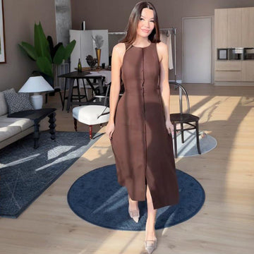 Summer New Women's Sleeveless Button Open Shirt Waist Temperament Fashion Dress